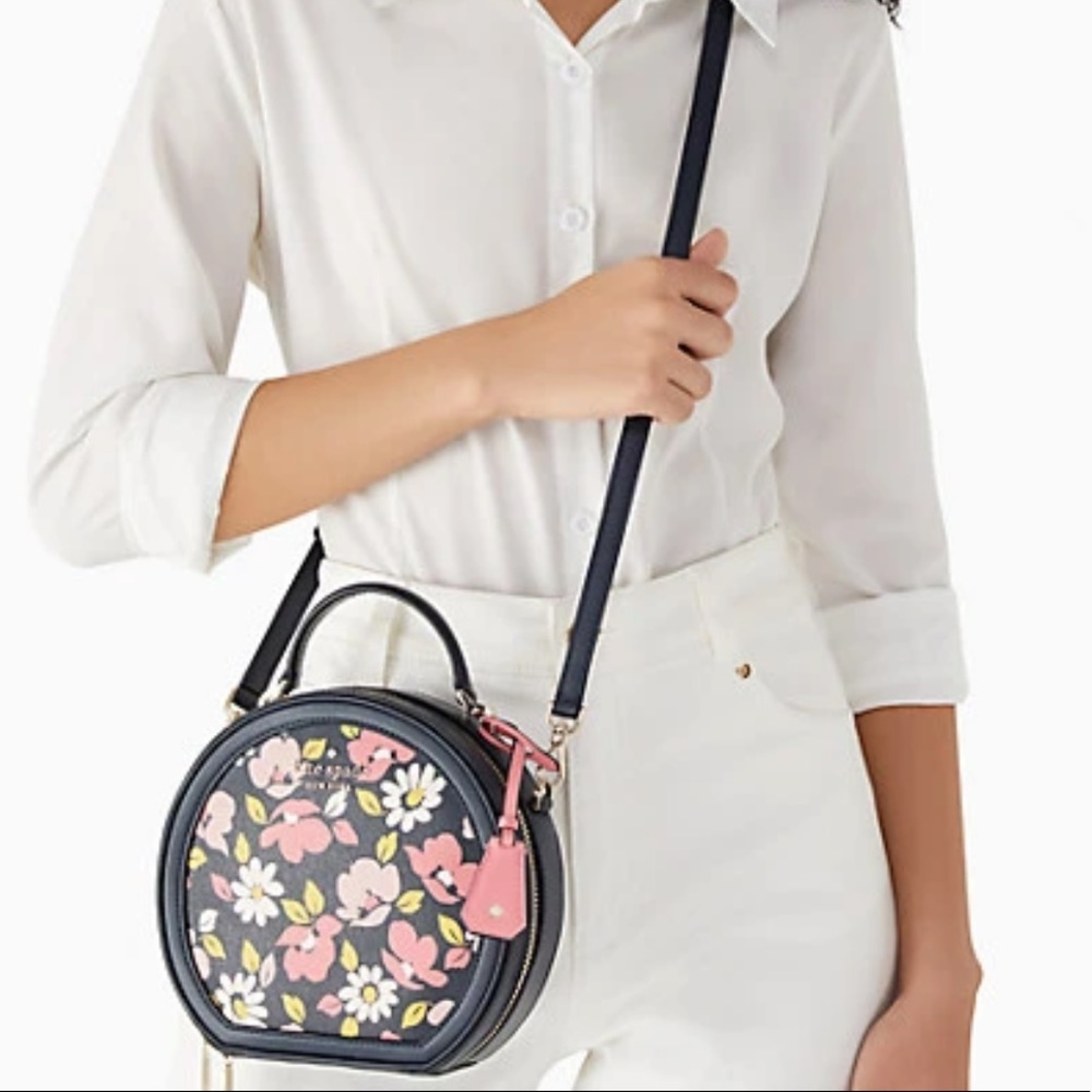 KATE SPADE TRAVELER CANTEEN CROSSBODY BAG FLORAL BLOOMING SPRING SUMMER BLUE - Picture 2 of 4